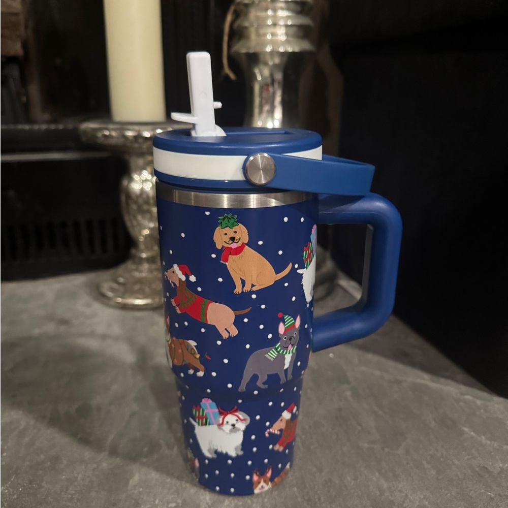 Ashland Blue winter holiday dog 20oz Tumbler